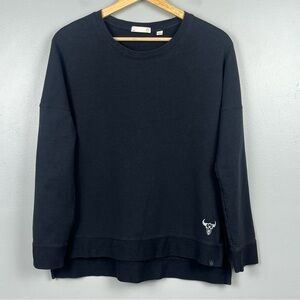 Tasc women’s black cotton French terry crewneck lightweight sweatshirt, small.